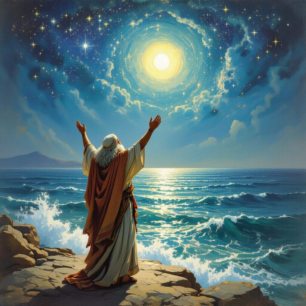 Moses Parting the Red Sea in Dreamlike Surrealism