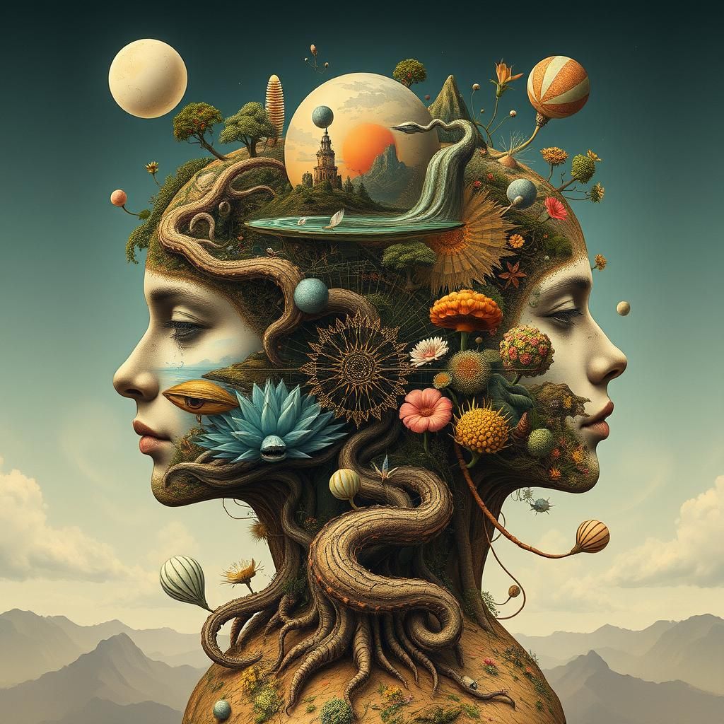 Surreal Intertwined Figures Reveal Mindscape Concept Art