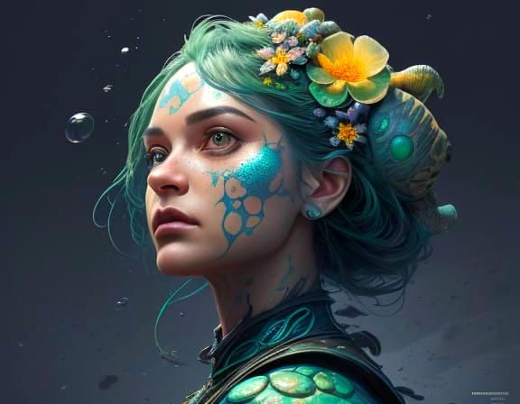 Vibrant Baby Turtle Adorned with Whimsical Floral Crown