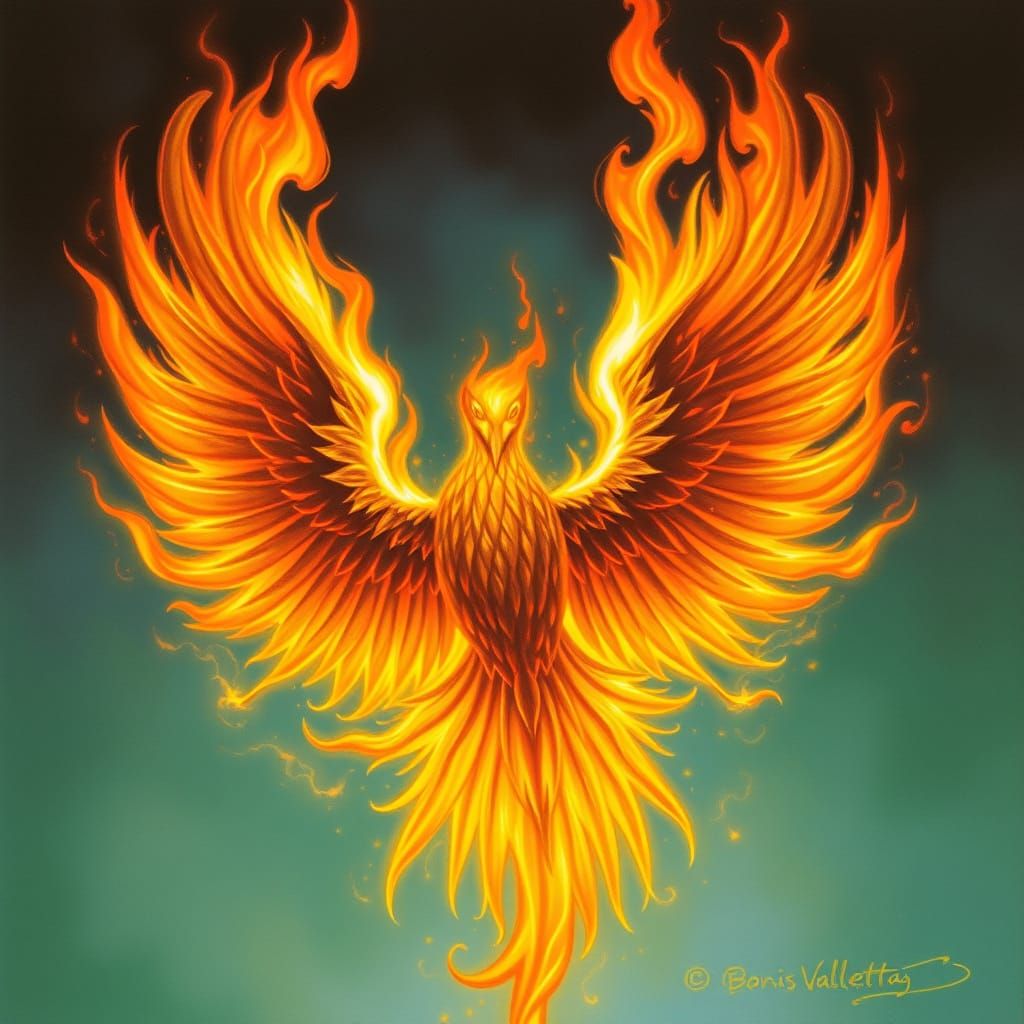 Surreal Phoenix Erupts in Blazing Flames