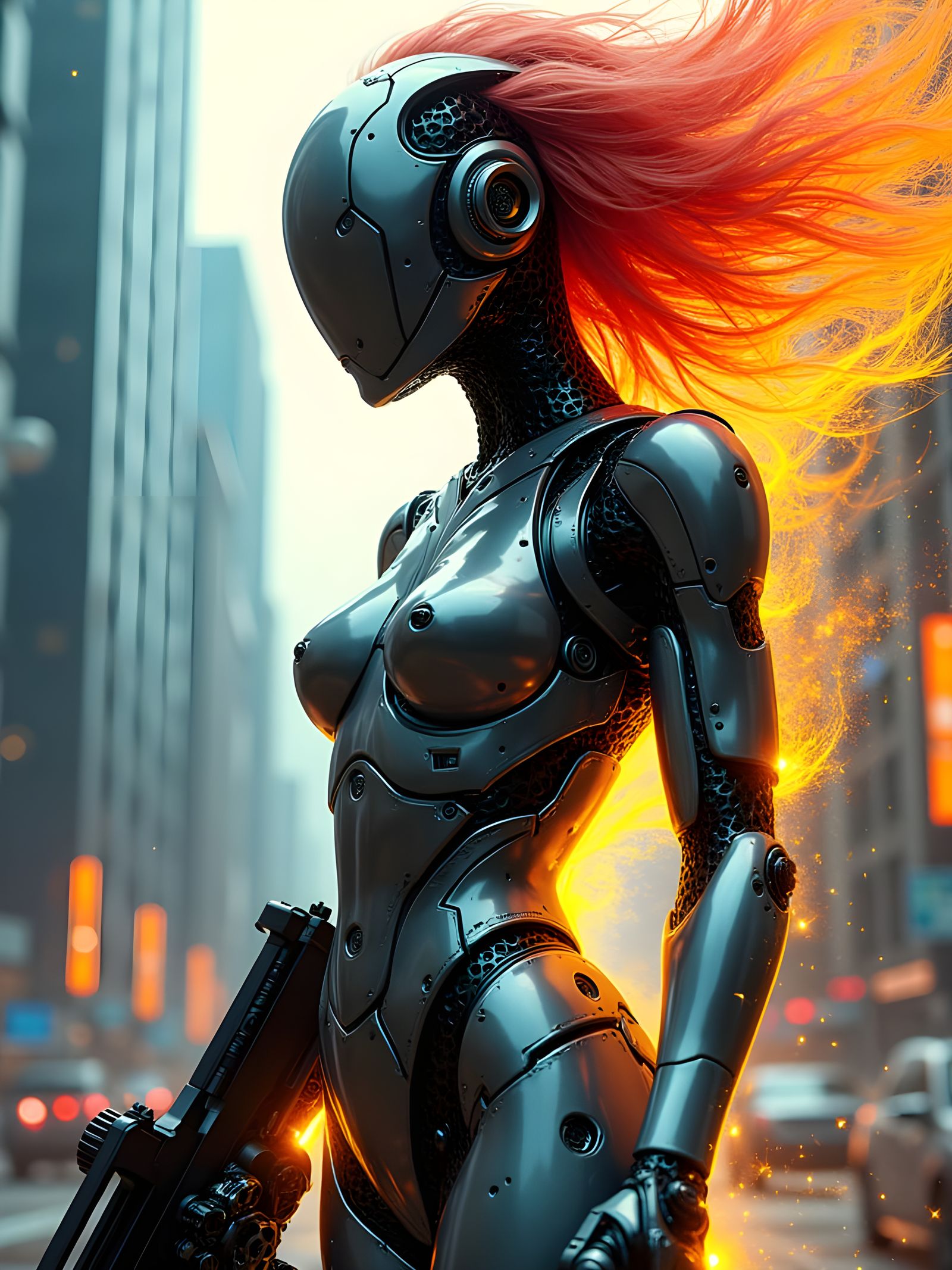 Cybernetic Woman in Avant-Garde War Couture