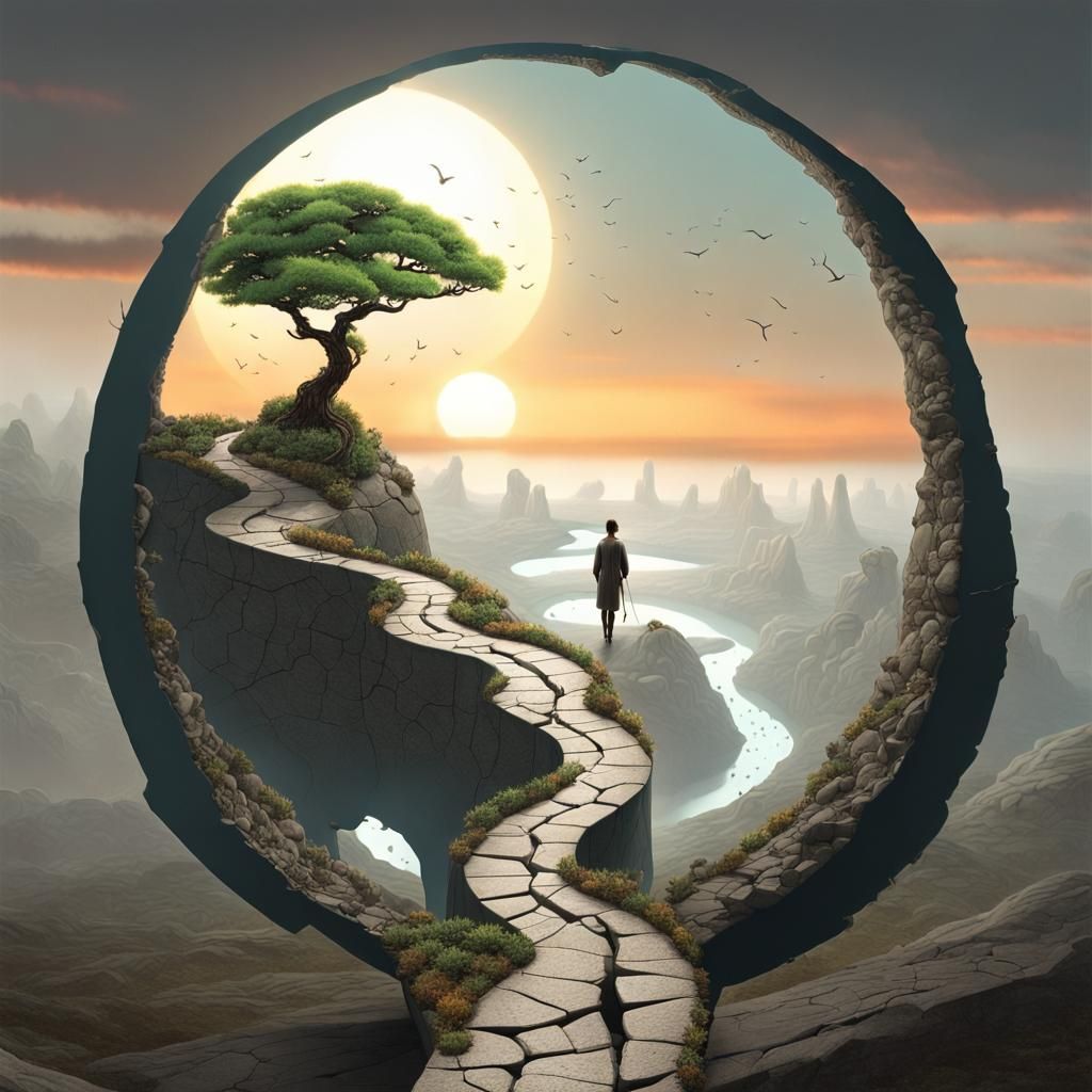 Surreal Cracked World with Bioluminescent Clouds