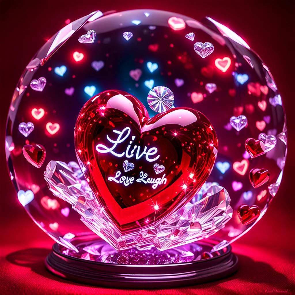 Translucent Shattered Heart with Neon Lighting in 3D