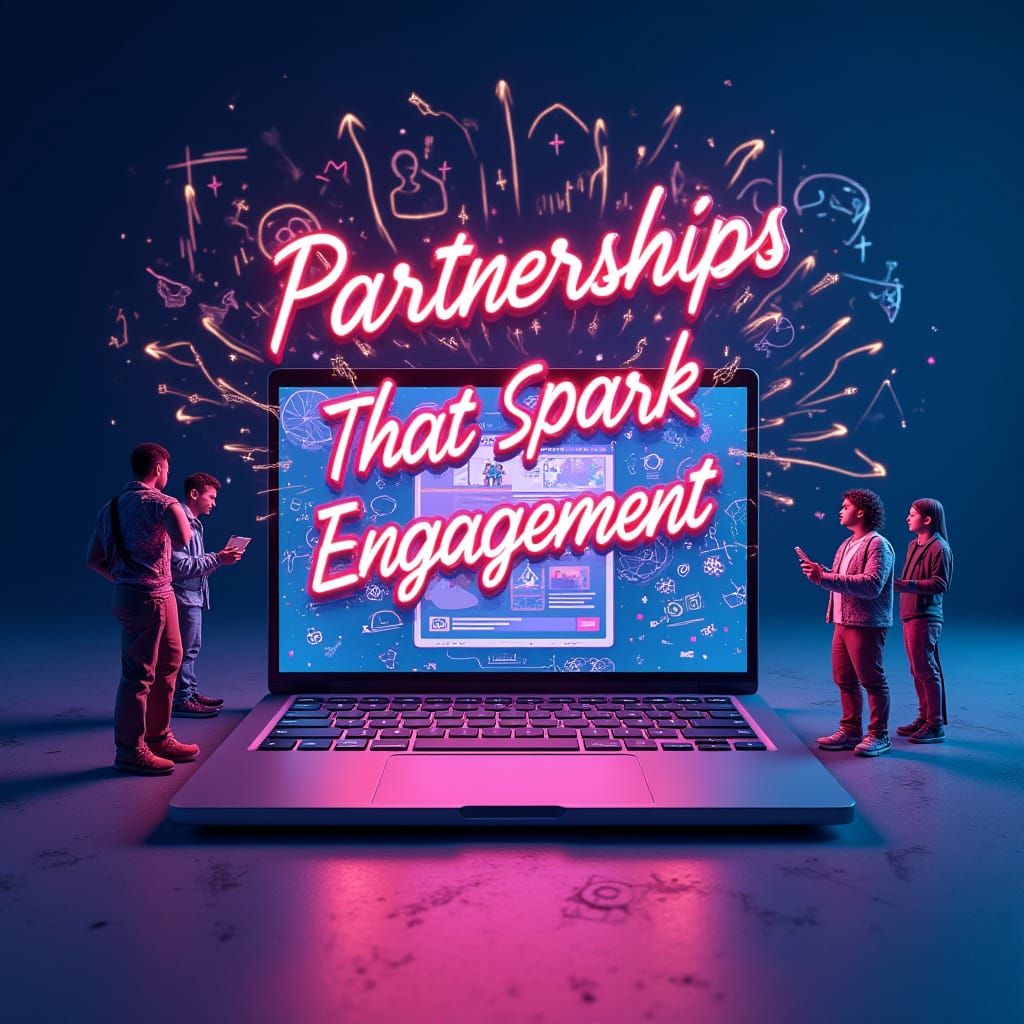 Futuristic Influencer Marketing Concept in Neon-Lit 3D