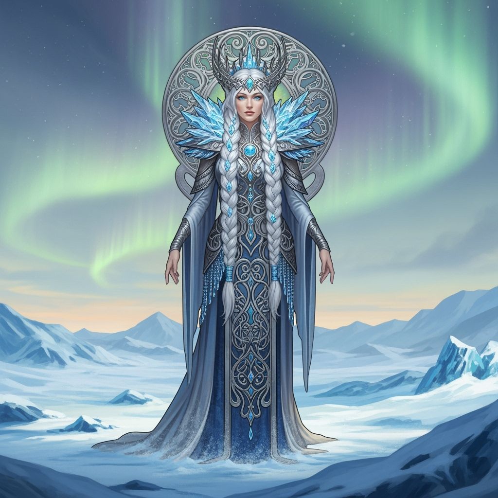 Majestic Ice Queen in Pre-Raphaelite Style