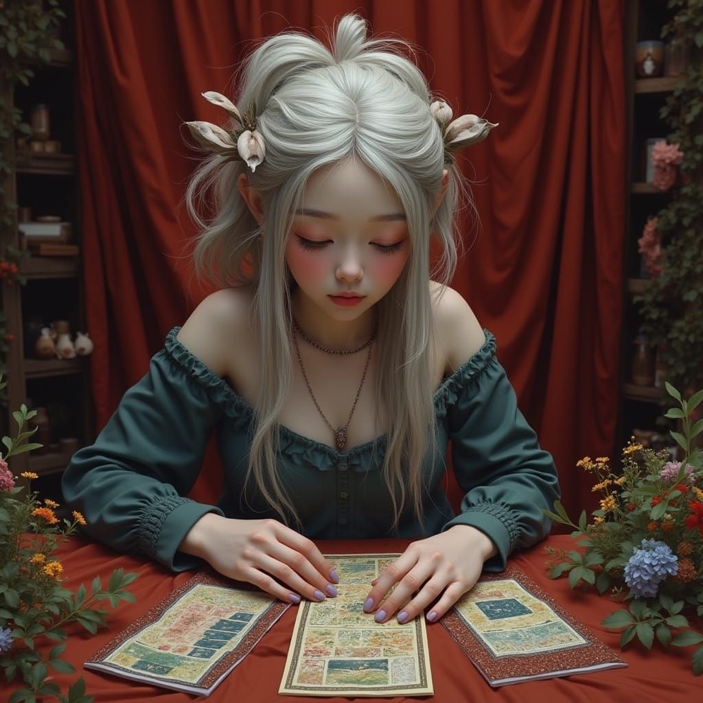 Warm Earth-Toned Woman in Lush Nature Scene