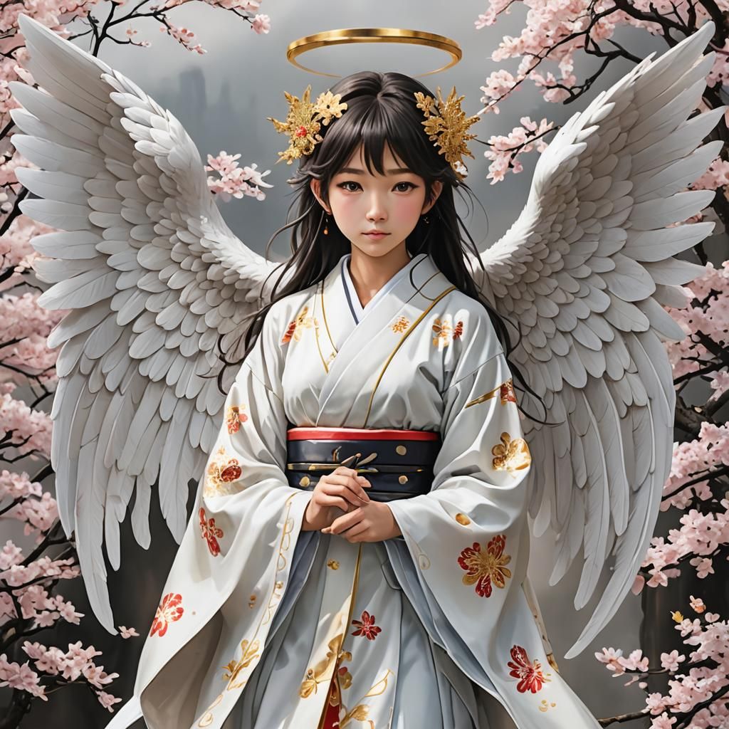 Japanese Angel in Traditional Style