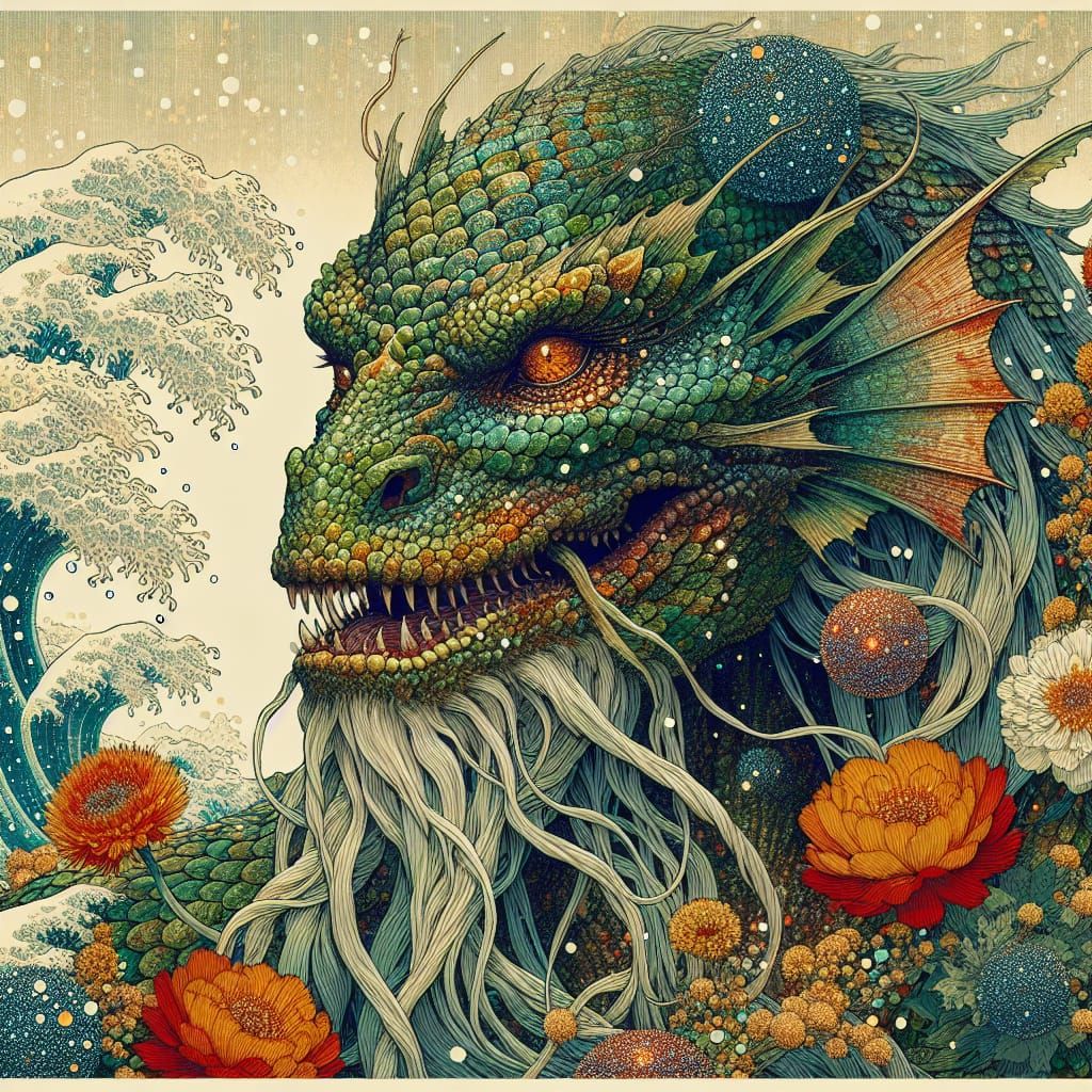 Enchanting Sea Hag Witch in Ukiyo-e Style