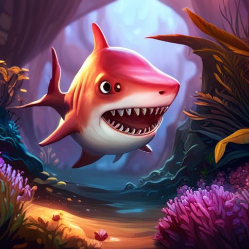Adorable Baby Shark in Detailed Matte Painting