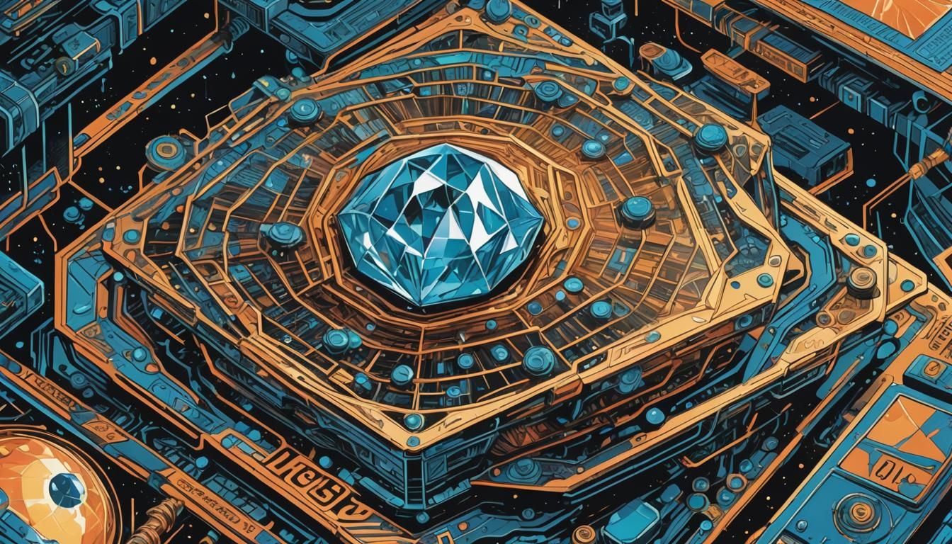 Retrofuturistic Comic Art with Neon Glow and Magic Circuit