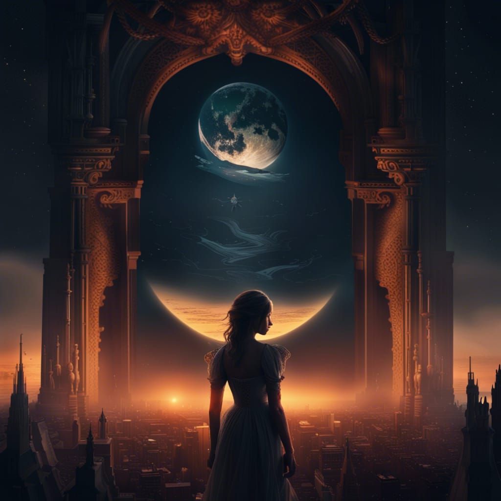 Epic Moonlight Scene: Dramatic Digital Matte Painting