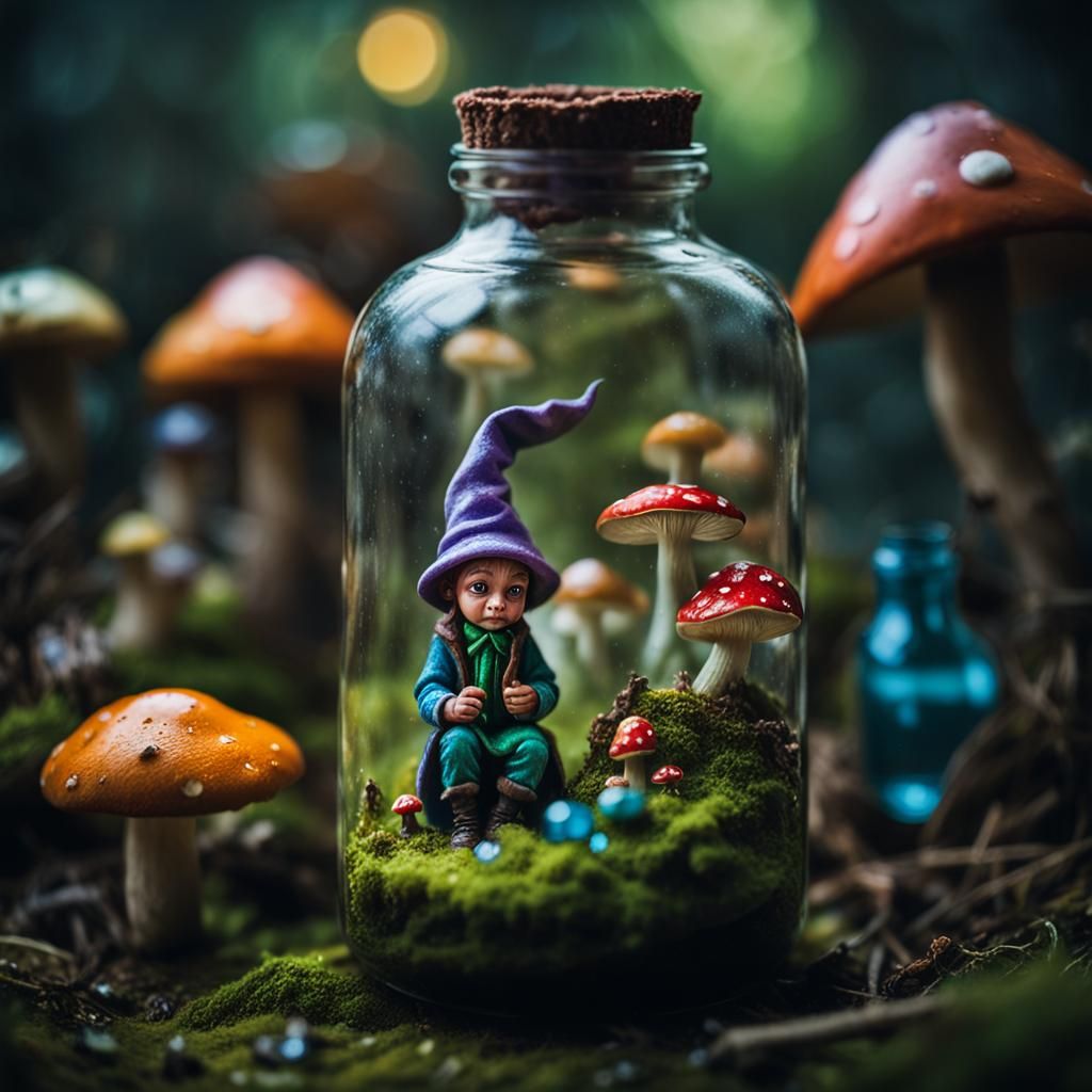 Mystical Fantasy World of Fairies in a Bottle