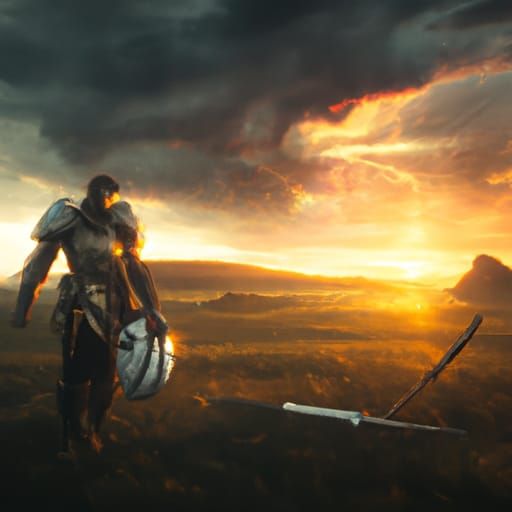 Injured Man in Sunrise Battle with Rifle