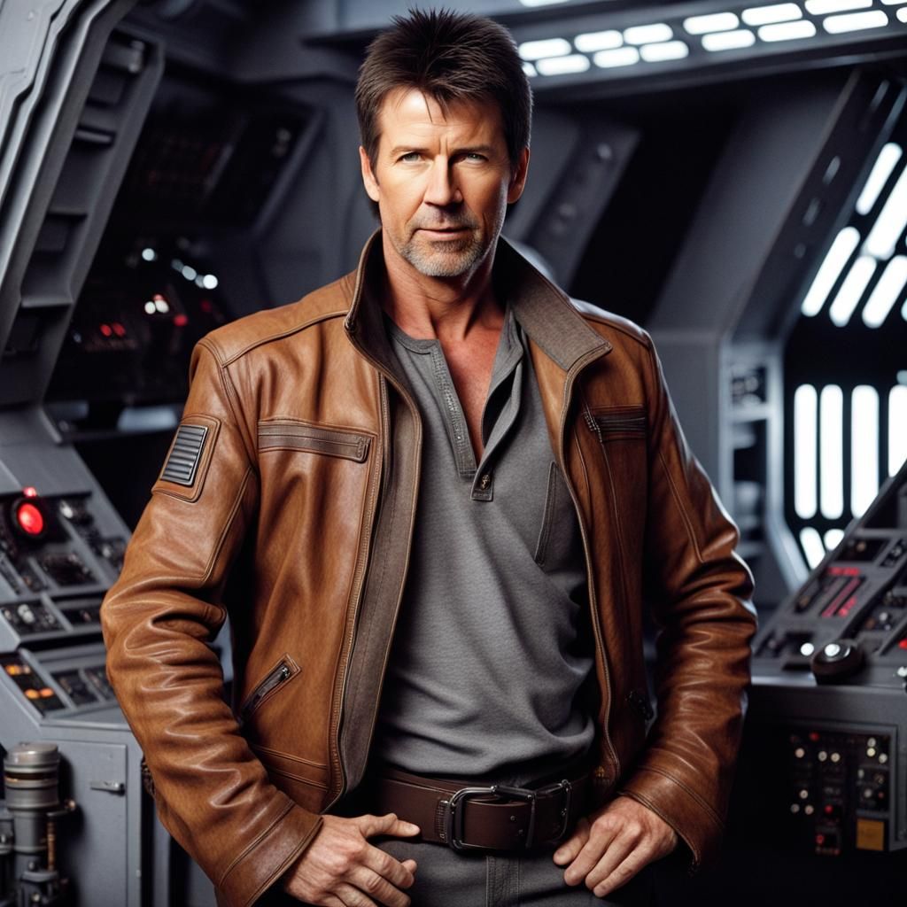 Man and Wookie Aboard Star Wars Ship: Photorealistic