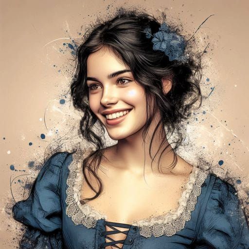 Beautiful French Woman in 19th Century Style