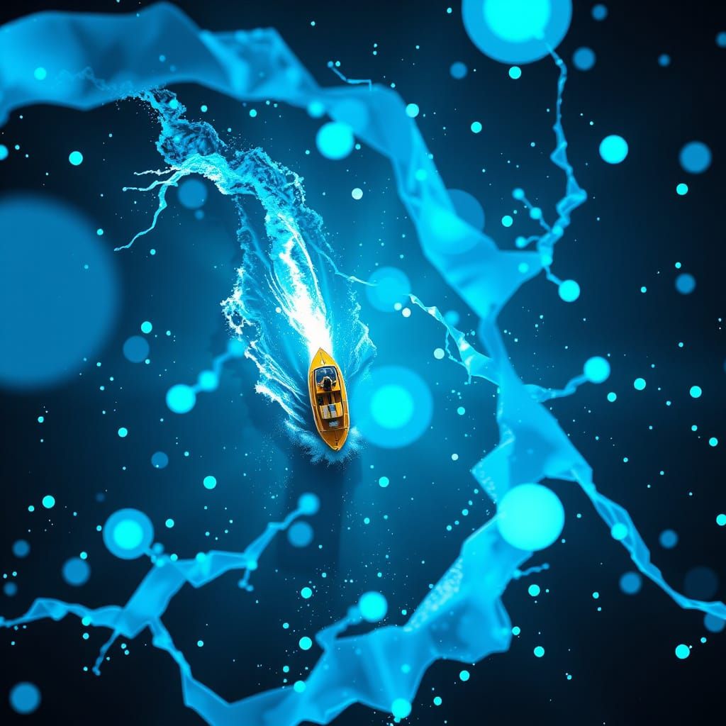 Avant-Garde Ocean Scene with Abstract Shapes