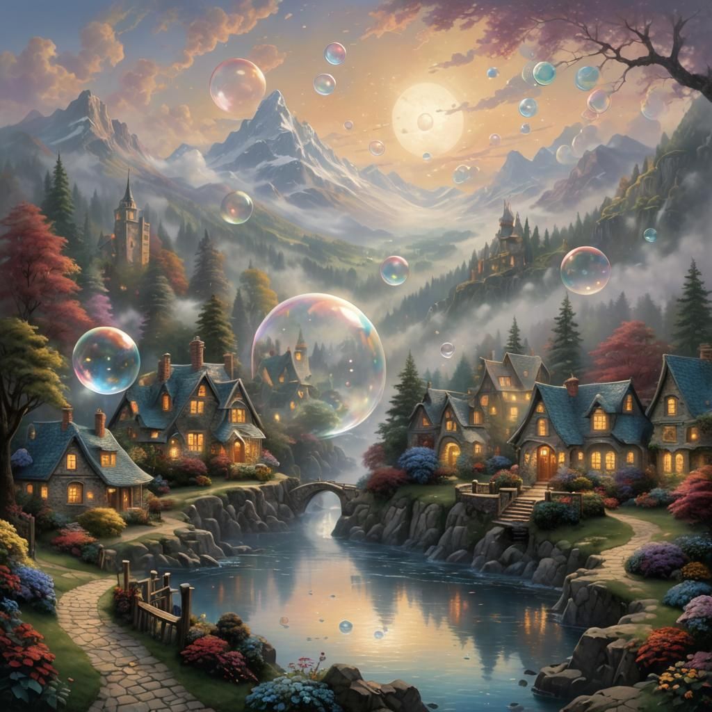 Magic Future-Seeing Bubble in Ethereal Fantasy Style