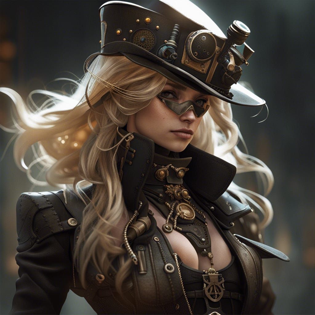 Steampunk Girl in Apocalyptic Scene