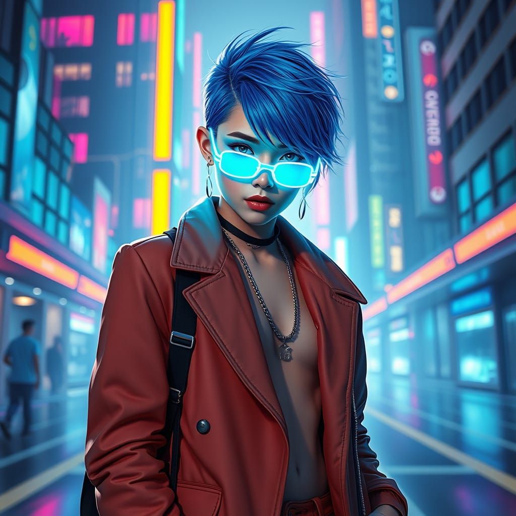 Futuristic Portrait in Cyberpunk Style