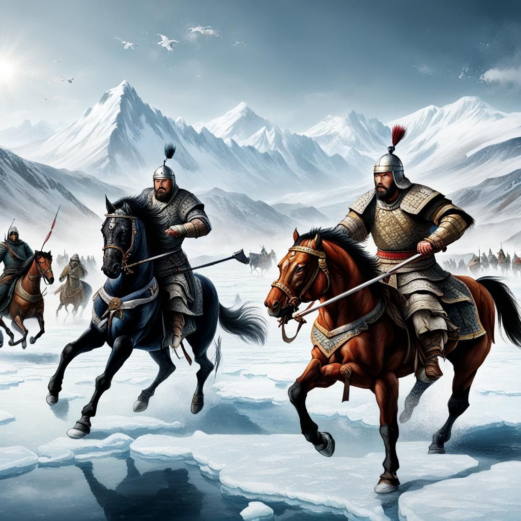 Epic Battle: Spartans vs Mongols on Icy Field