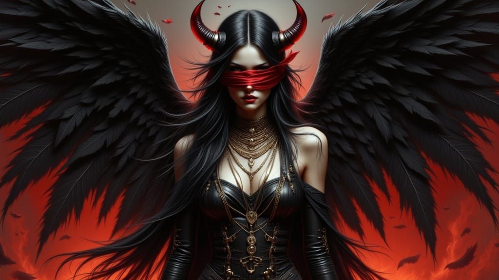 Demonic Angel Portrait in Dark Fantasy Style