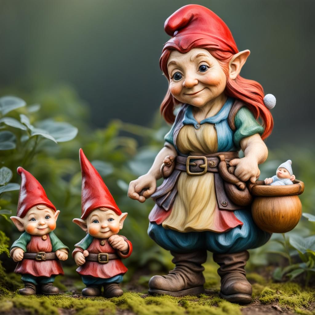 Female Gnome with small babies