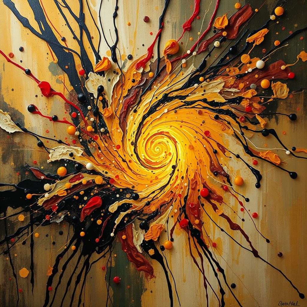 Dynamic Pollock Drip Painting Transforms into Vermeer