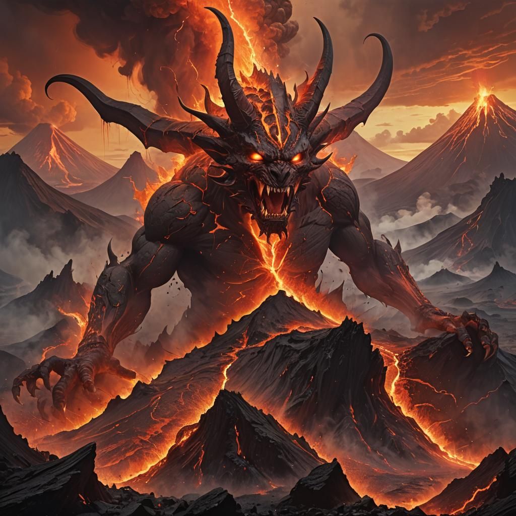 Volcanic Demon Unleashes Fury in Apocalyptic Landscape