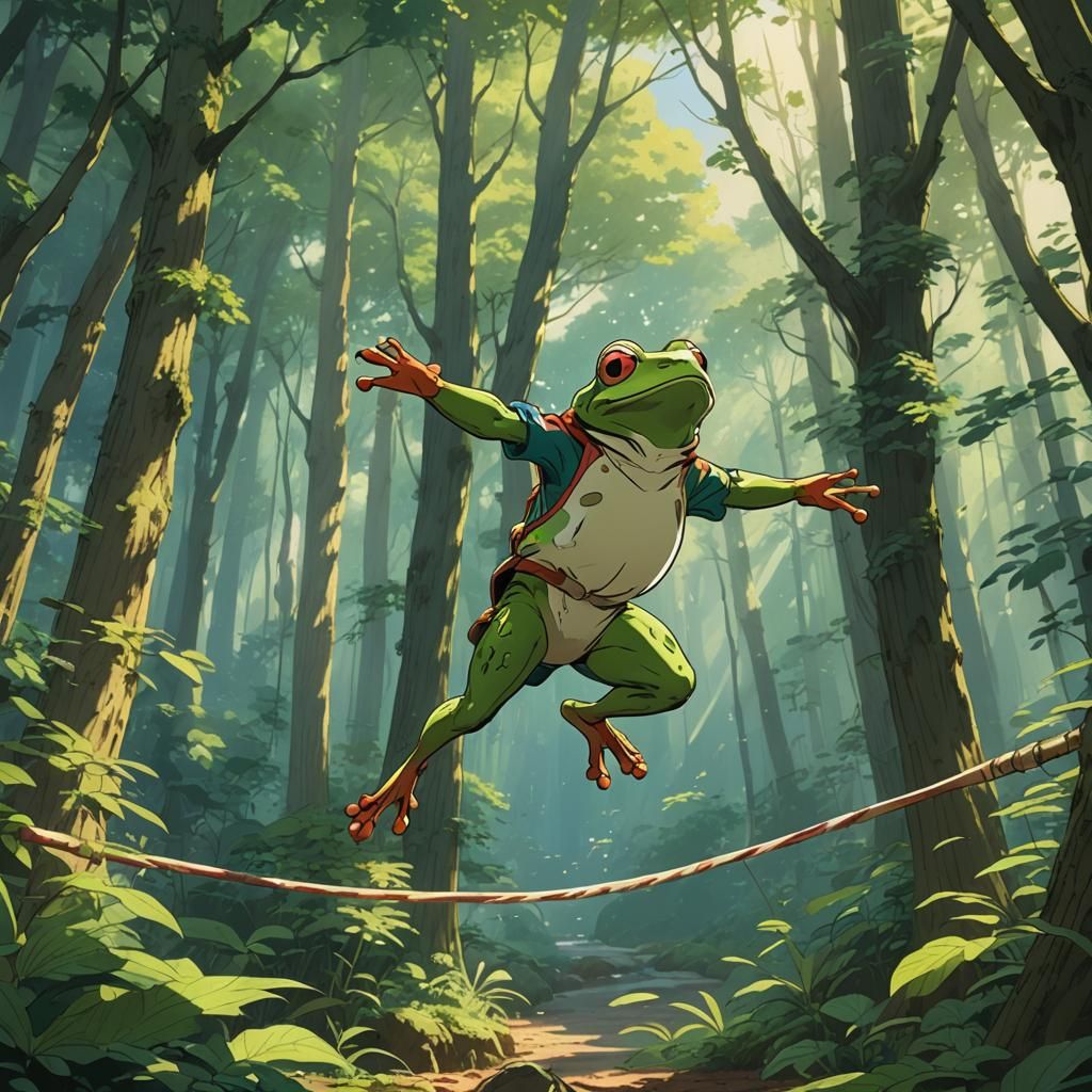 Frog High Jumper in Forest Circus: Anime Style