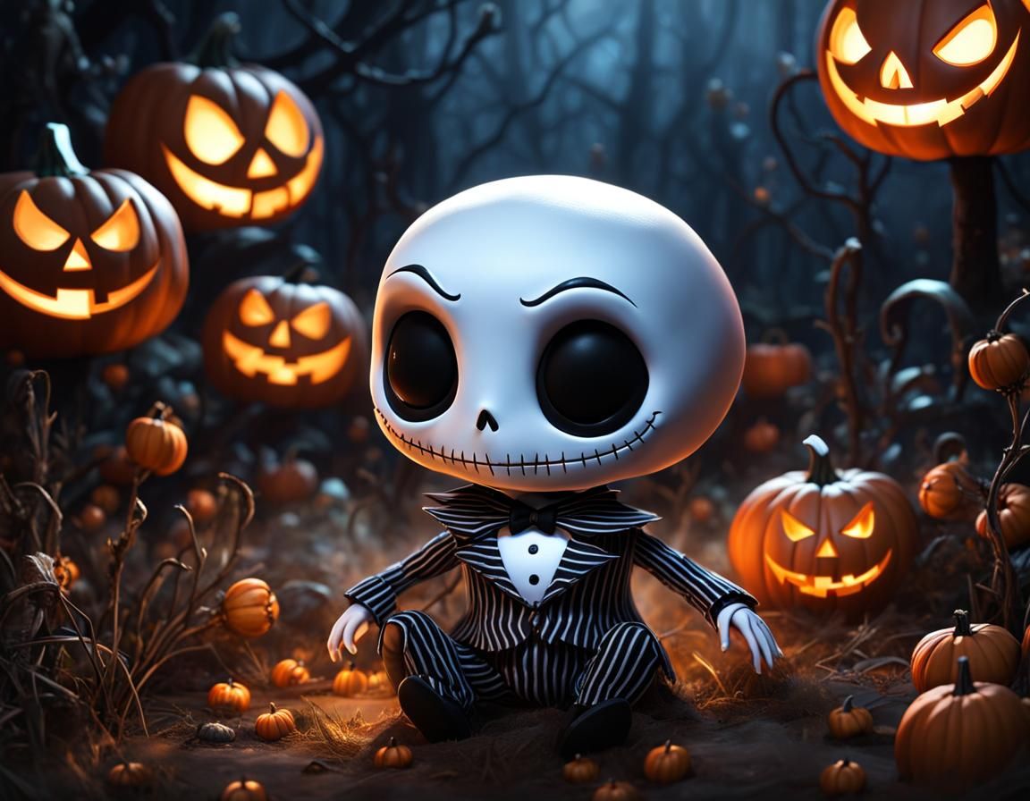Cute Baby Jack Skellington in Dark Chibi Style