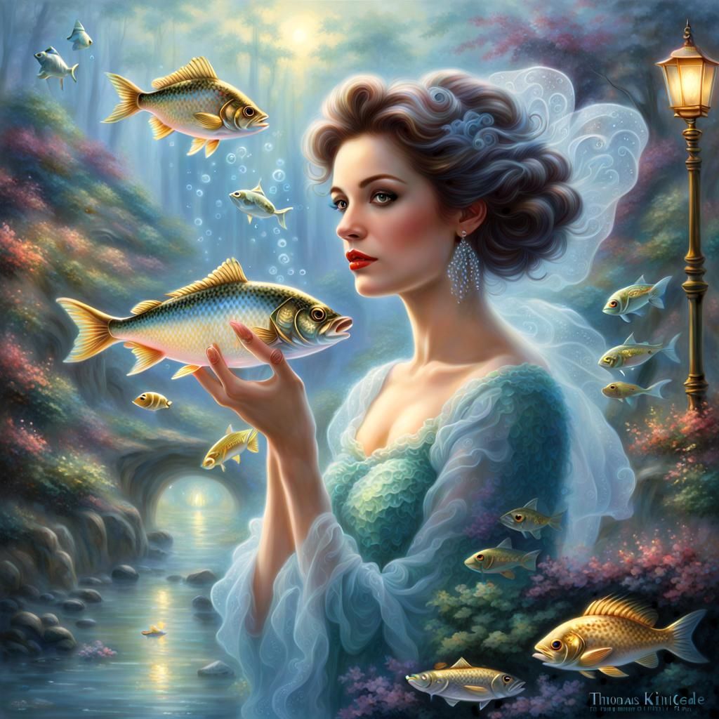 Ethereal Fish Lady in a Luminous Fantasy