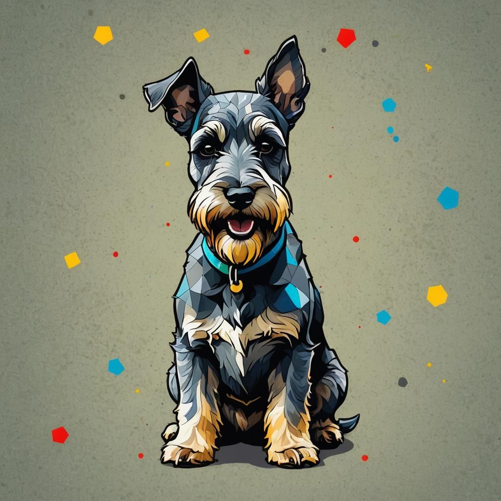 Happy Schnauzer Mascot in Pop Art Style
