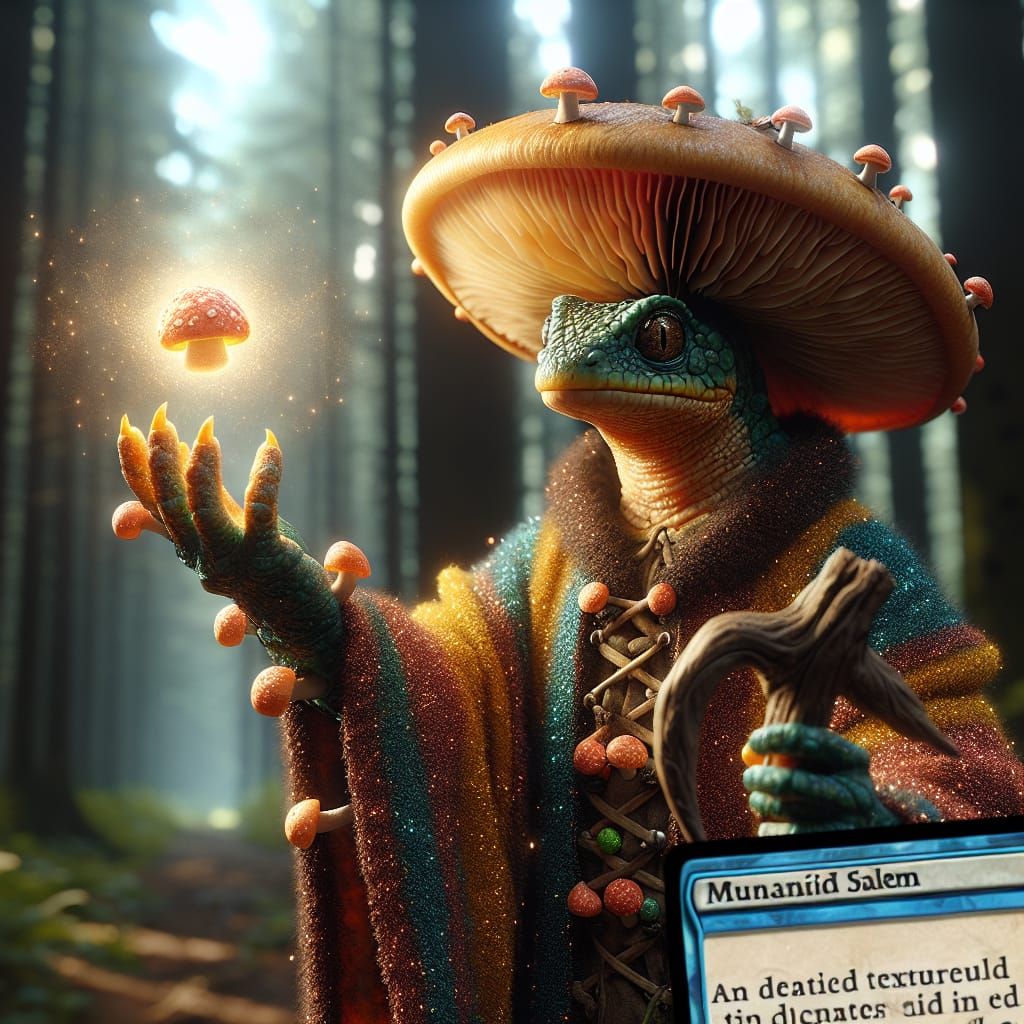 Manderfolk Wizard Casting Glowing Spell in Forest