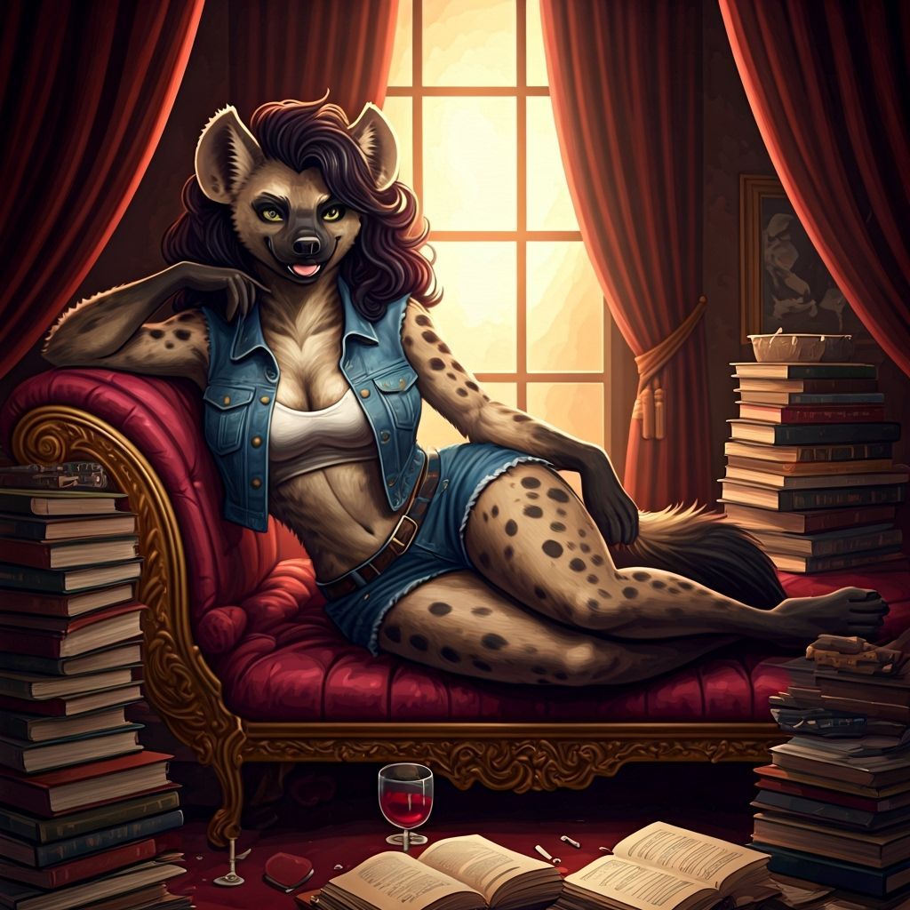 Hyena Pin-Up in Acrylic Painting Style