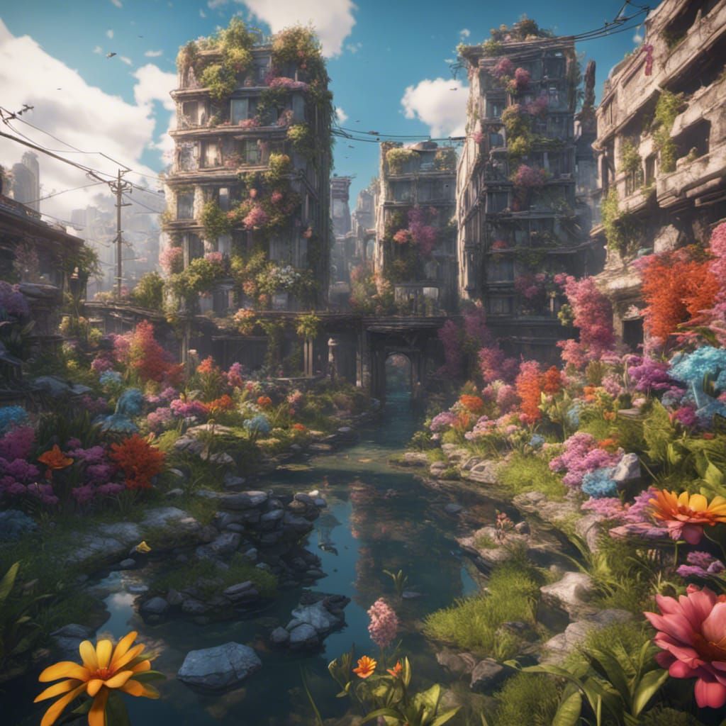 City Ruins Reclaimed by Colorful Plant Life