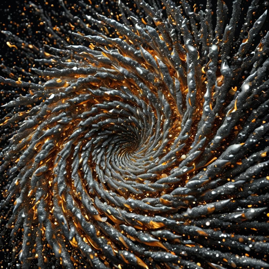 Sparkling Abstract 3D Shape with Flames and Explosions