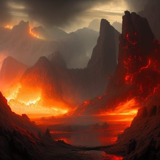 Epic Hellfire Digital Matte Painting in 8k