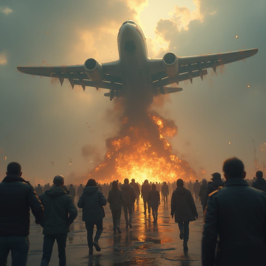 Airplane Crashes into Artistic Monument in a Scene of Chaos ...
