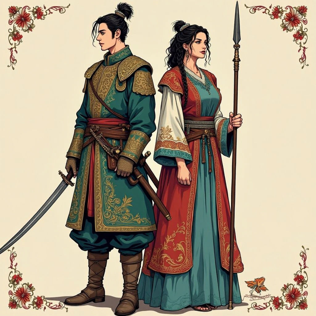 Ottoman Warriors in Manga Style