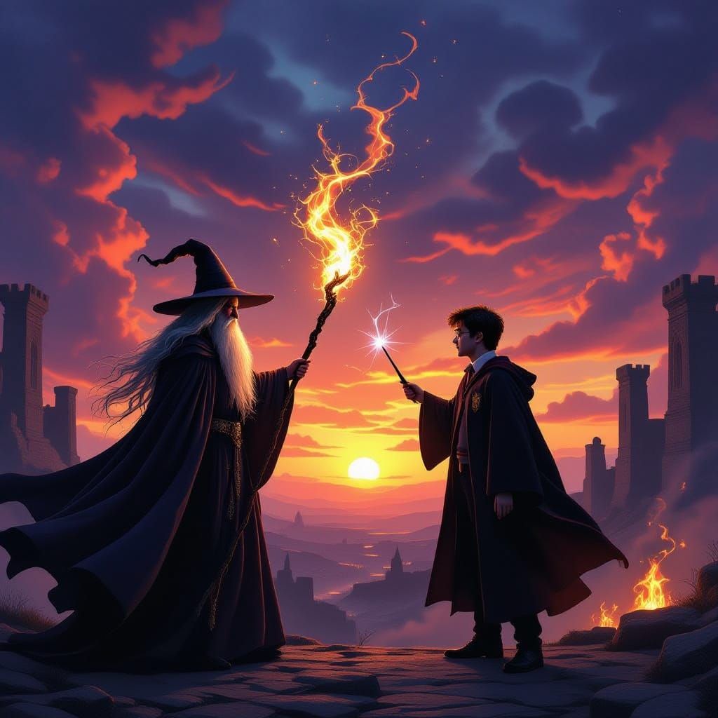 Saruman and Harry Potter Engage in Epic Fantasy Confrontatio...