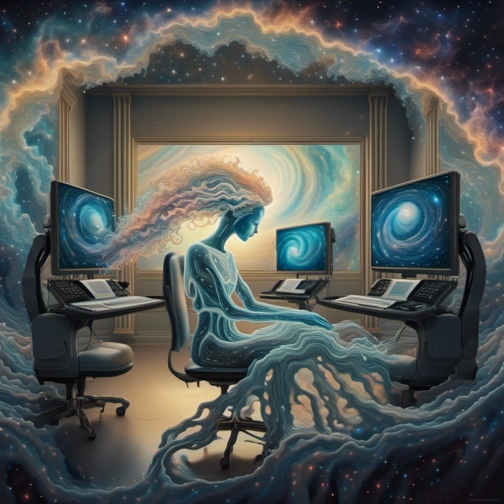 AI Creating Itself: A Surreal Oil Painting