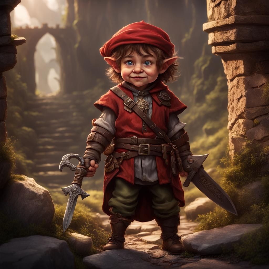 Halfling Rogue with Daggers: Fantasy Concept Art