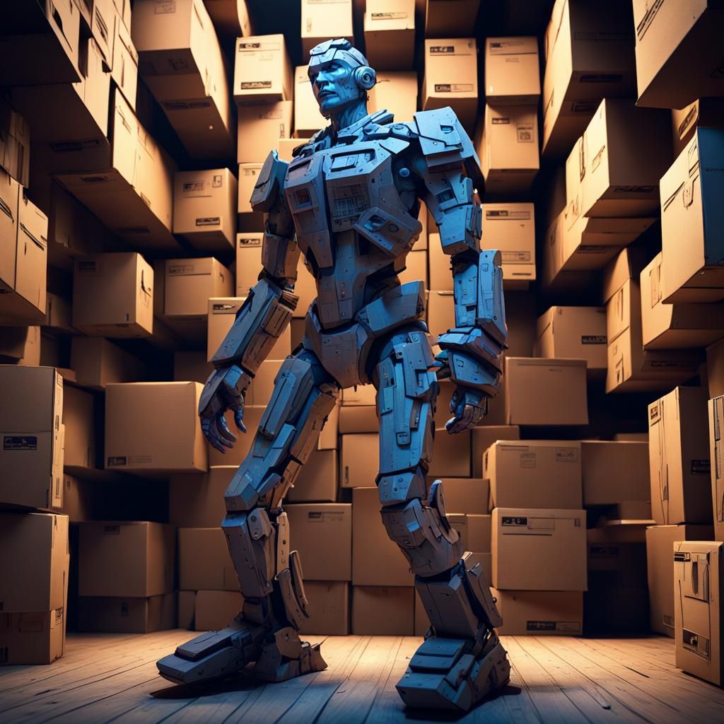 Cardboard Humanoid in Dark Fantasy Style