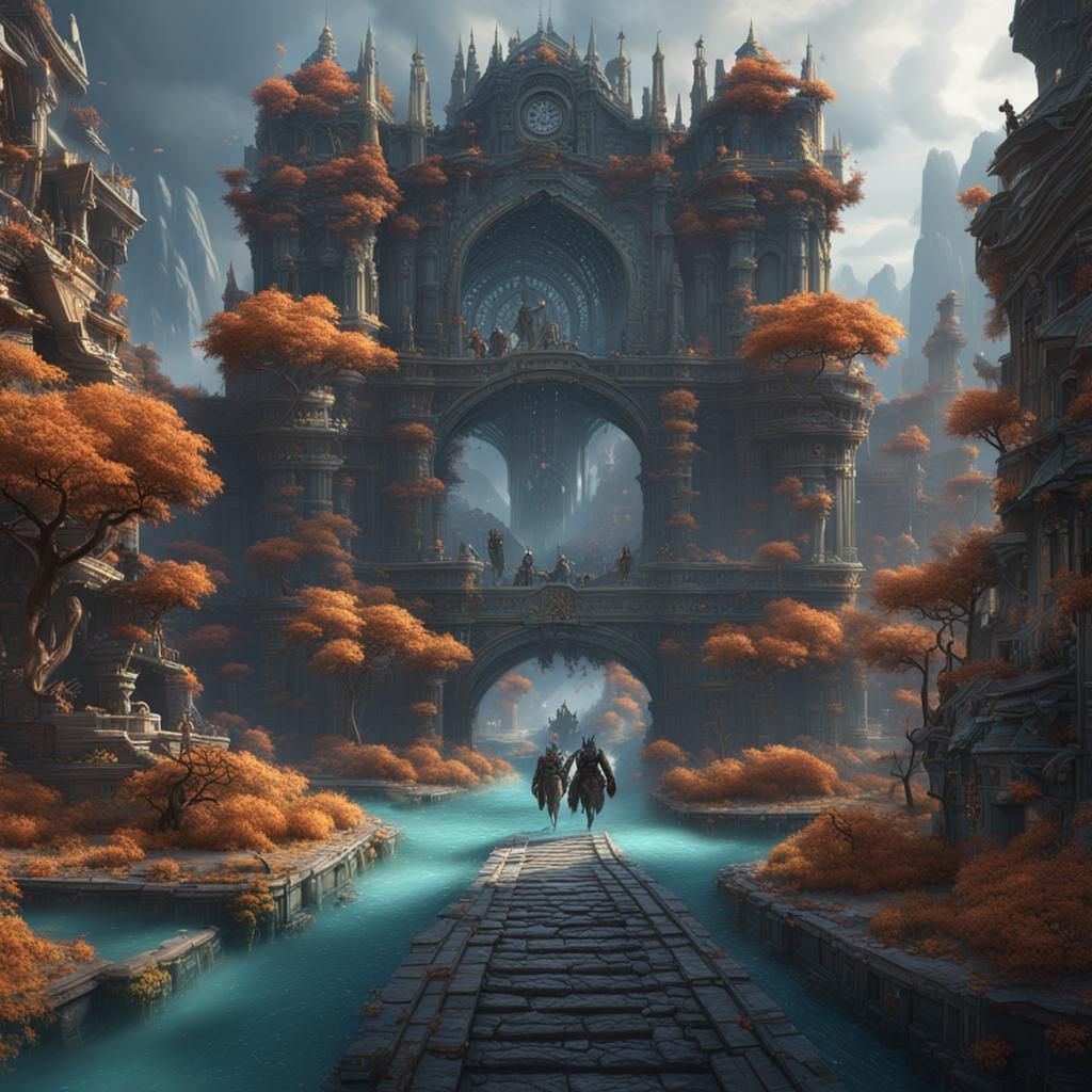 Detailed Matte Painting of a Marathon in Deep Color