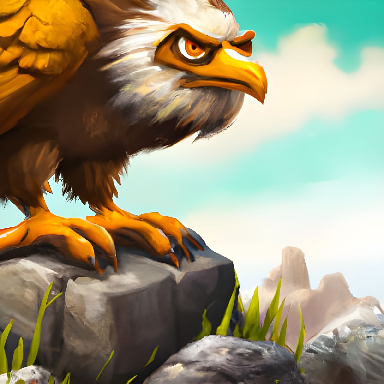Cartoon Eagle with Googly Eyes: Digital Matte Painting