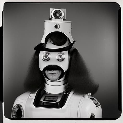 1970s Space Chatbot Robots on Polaroid Film