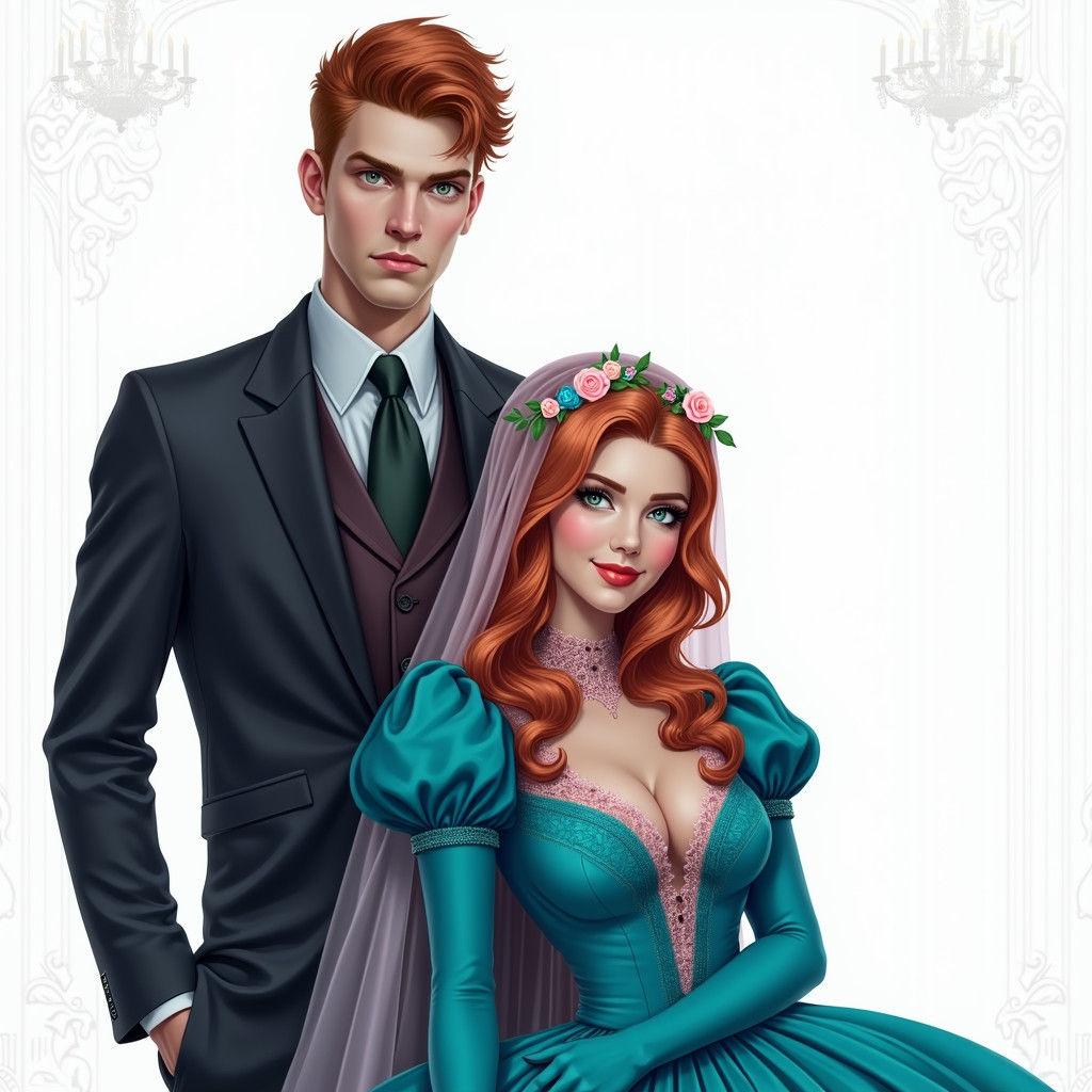 Elegant Couple Portrait in Opulent Ballroom Setting