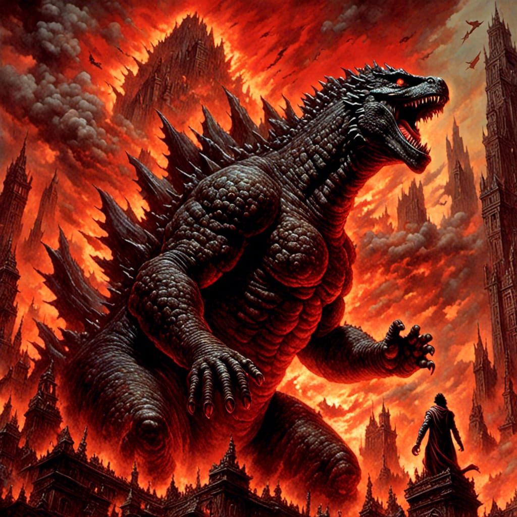 AI-Generated Godzilla Illustration with LoRA Model