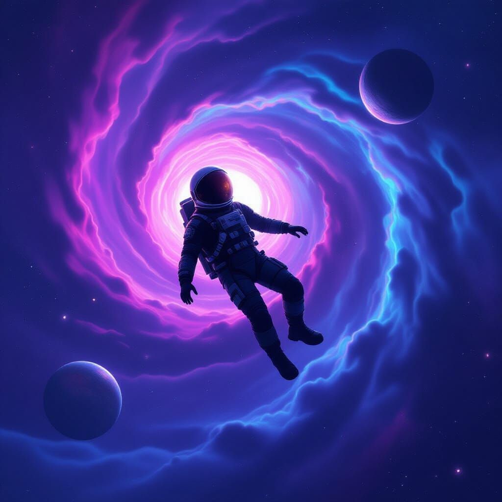 Astronaut in Nebula, Sci-Fi Cosmic Horror Style
