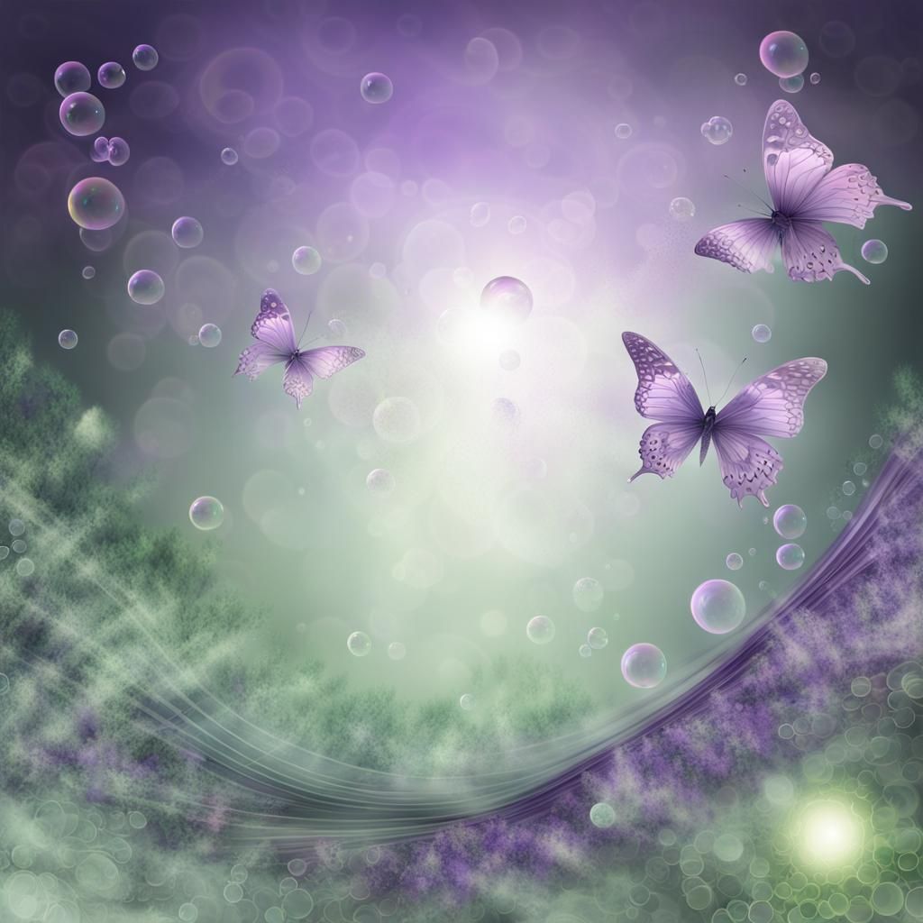 Glowing Butterflies in Lavender Mist: Abstract Vector Art